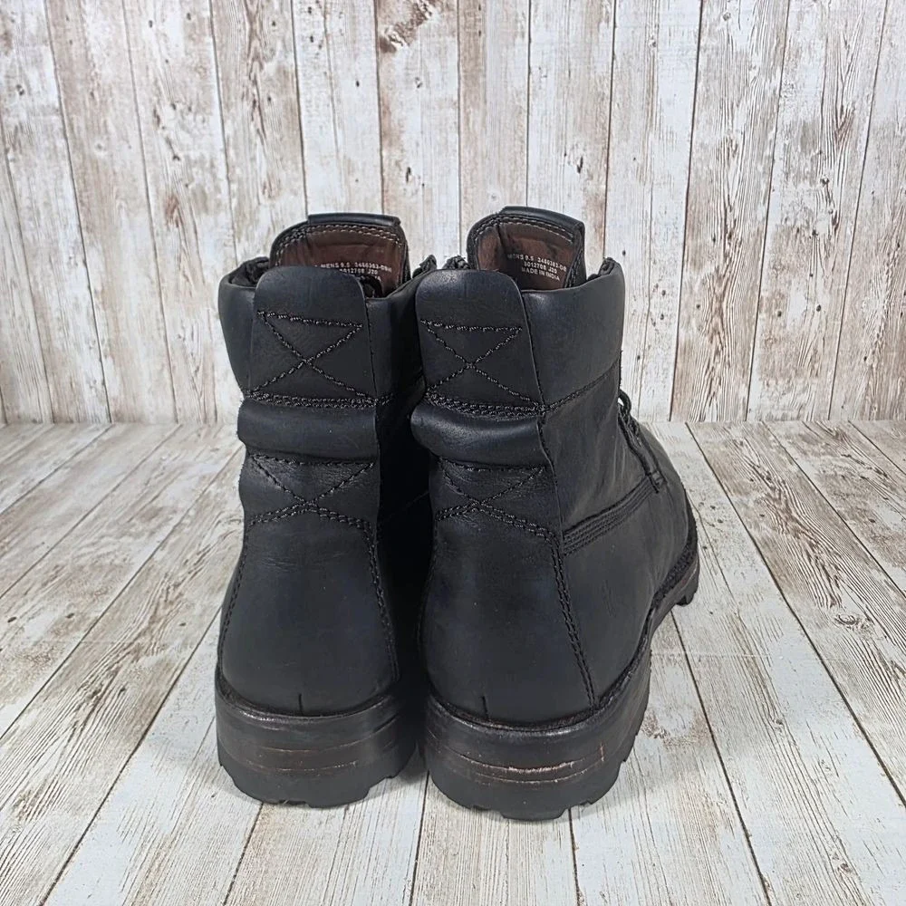 FRYE Mens Black Leather Combat Boots Rugged Lug Sole Military Work Boots 9.5